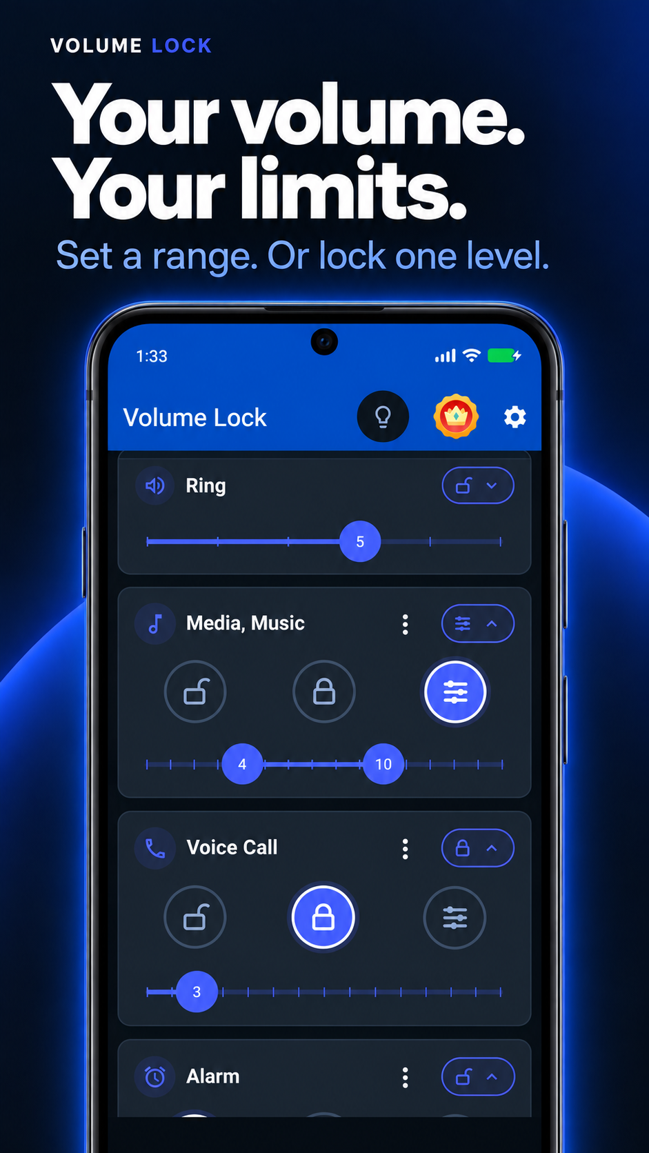Volume limits in Volume Lock Dark Astra.