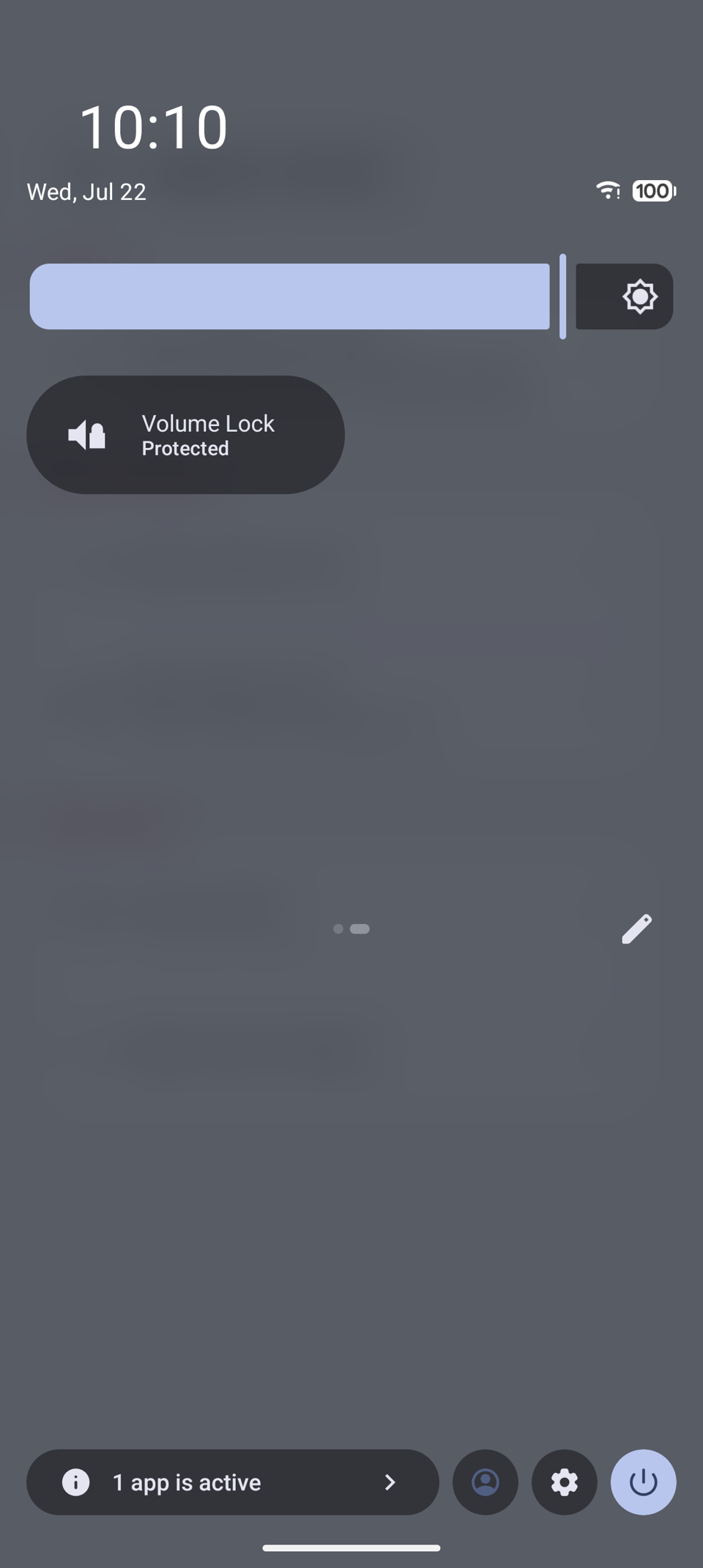 Android Quick Settings with the Volume Lock tile marked Protected