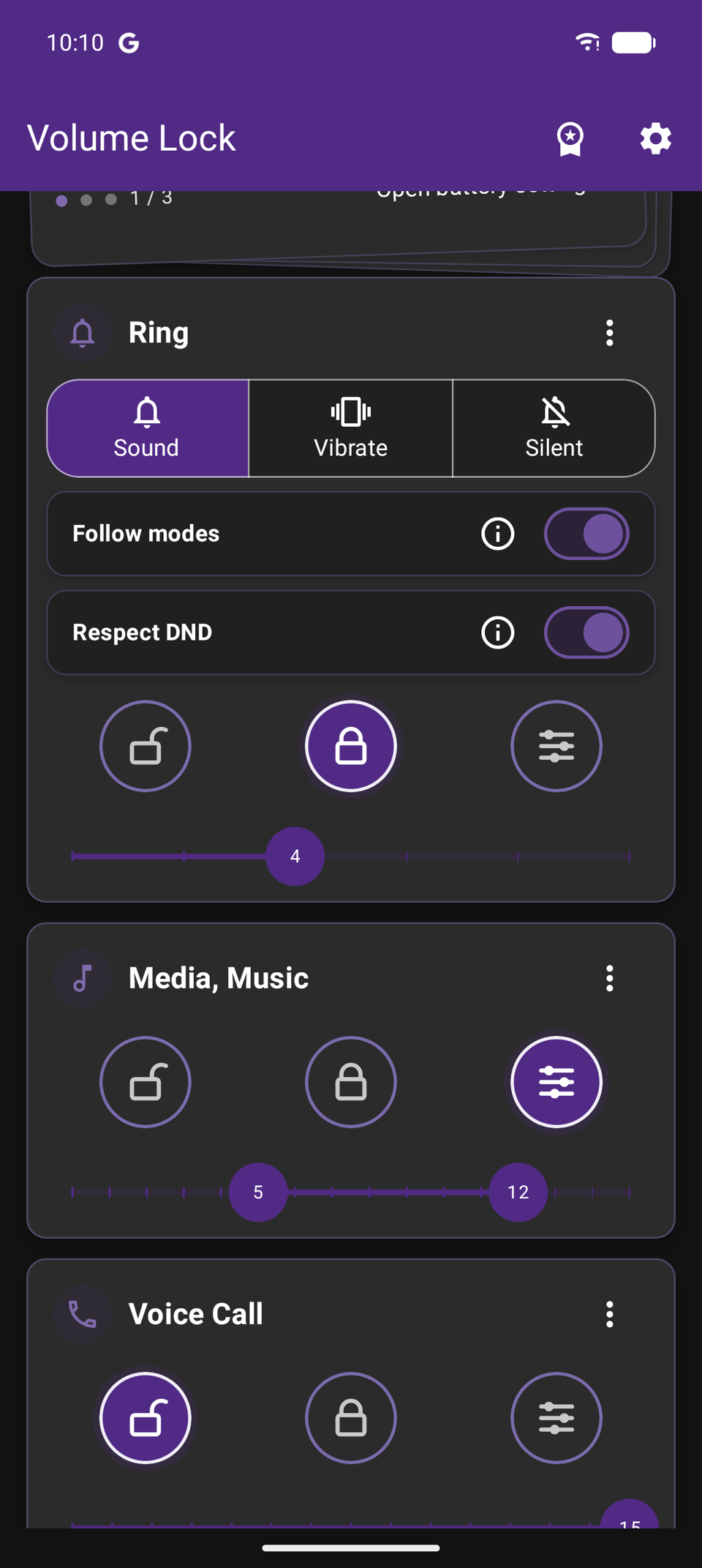 Ring controls for Sound, Vibrate, Silent, and Do Not Disturb